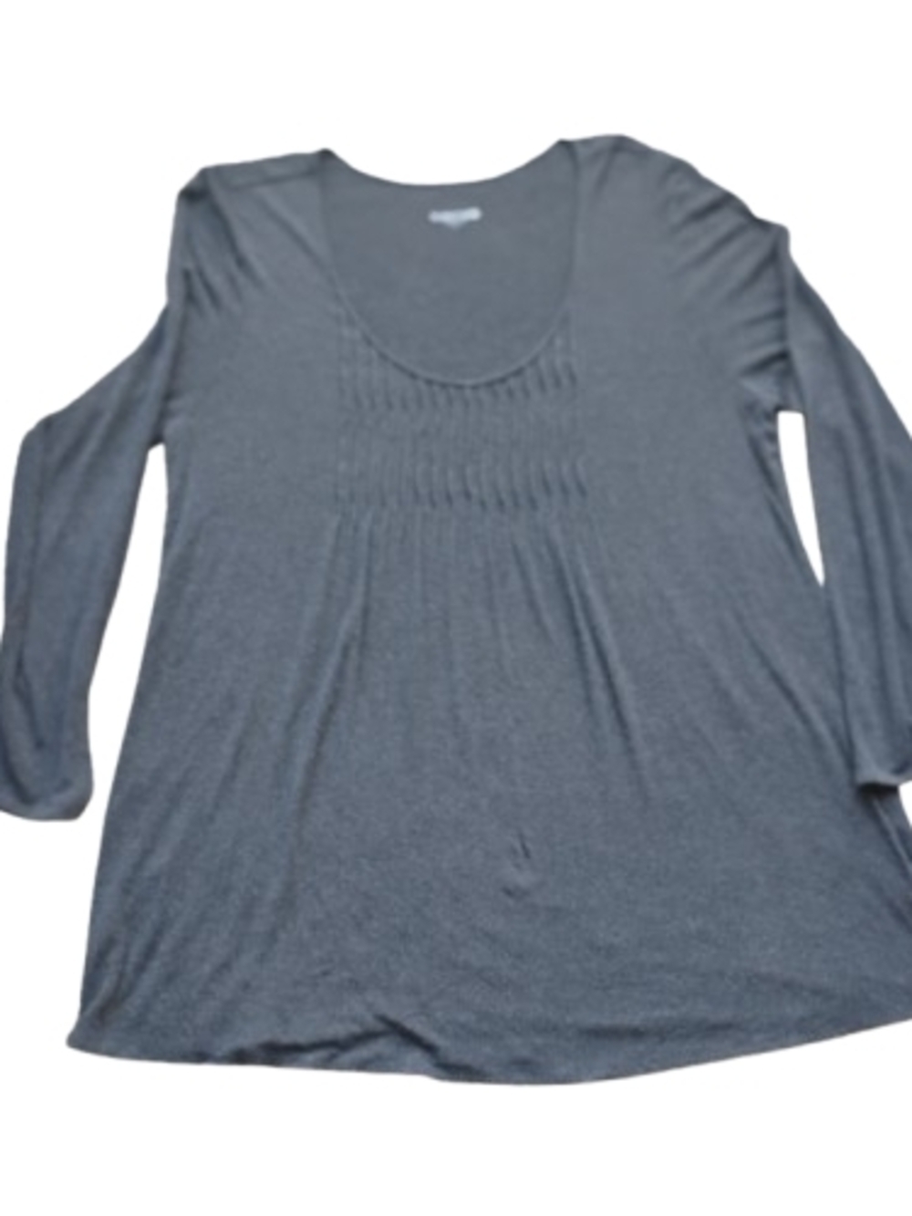 Like New Eileen Fisher Heathered Black Scoop Neck Long Sleeve A-Line Top XL
